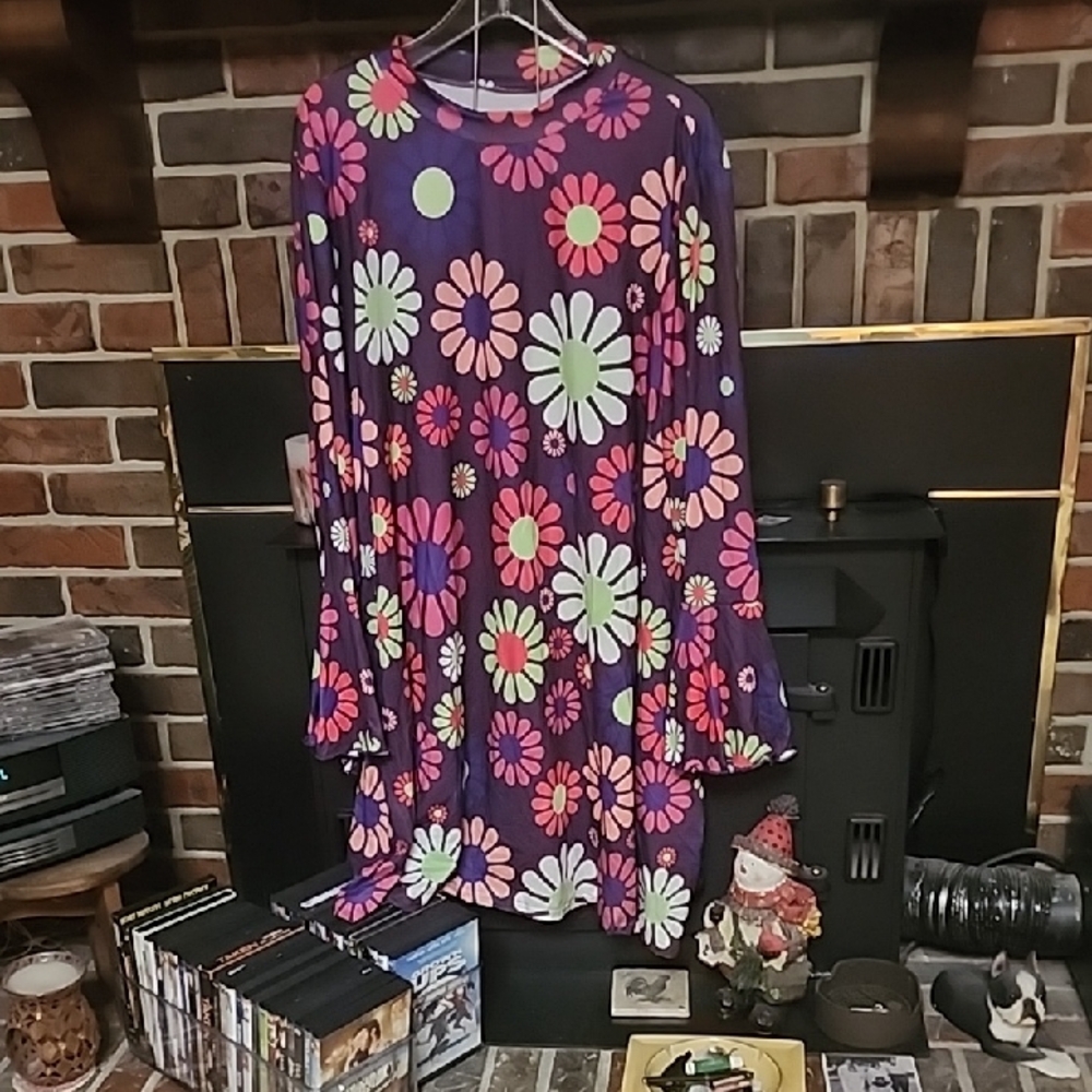 SHEIN Pink and Purple Bell Sleeve Sundress